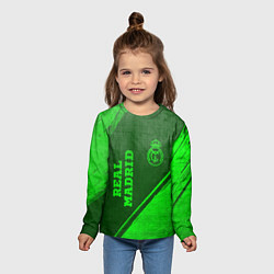 Лонгслив детский Real Madrid - green gradient вертикально, цвет: 3D-принт — фото 2
