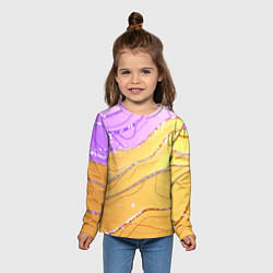 Лонгслив детский Фиолетово-золотая текстура с блестяшками, цвет: 3D-принт — фото 2