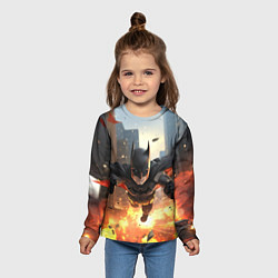 Лонгслив детский Бэтмен в полете над огнем, цвет: 3D-принт — фото 2