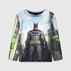 Лонгслив детский Бэтмен стоит на улице, цвет: 3D-принт
