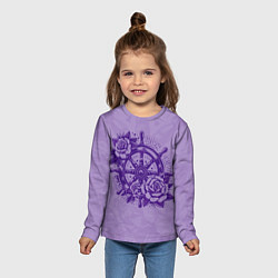 Лонгслив детский Штурвал в розах, цвет: 3D-принт — фото 2