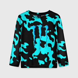 Лонгслив детский Monster energy камуфляж голубой, цвет: 3D-принт