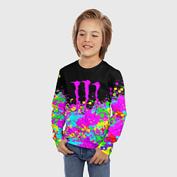 Лонгслив детский Monster energy краски неоновые, цвет: 3D-принт — фото 2
