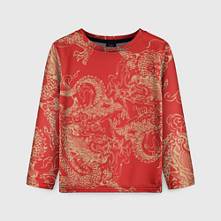 Лонгслив детский Золотые драконы на красном, цвет: 3D-принт