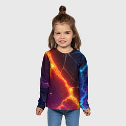 Лонгслив детский Сине-оранжевые молнии текстура, цвет: 3D-принт — фото 2