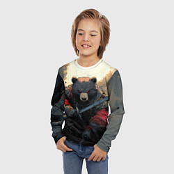 Лонгслив детский Медведь самурай, цвет: 3D-принт — фото 2