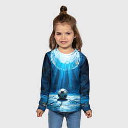 Лонгслив детский Футбольный мяч в синем, цвет: 3D-принт — фото 2