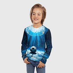 Лонгслив детский Футбольный мяч в синем, цвет: 3D-принт — фото 2