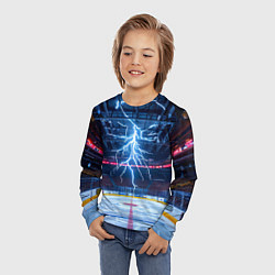 Лонгслив детский Удар молнии в хоккейную площадку, цвет: 3D-принт — фото 2