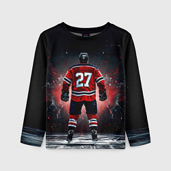 Лонгслив детский Хоккеист на черном, цвет: 3D-принт