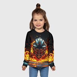 Лонгслив детский Голкипер в огне, цвет: 3D-принт — фото 2