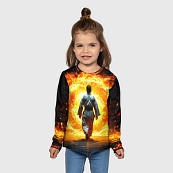 Лонгслив детский Айкидоист и огненный вихрь, цвет: 3D-принт — фото 2