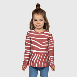 Лонгслив детский Полоски красной зебры, цвет: 3D-принт — фото 2