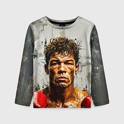 Лонгслив детский Артуро Гатти на сером, цвет: 3D-принт