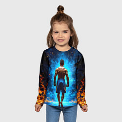 Лонгслив детский Кикбоксер в огне, цвет: 3D-принт — фото 2