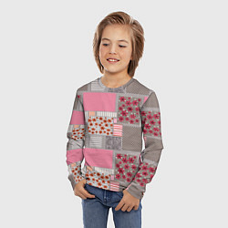Лонгслив детский Розово-серые разноцветные лоскуты, цвет: 3D-принт — фото 2