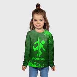 Лонгслив детский Portal - green gradient, цвет: 3D-принт — фото 2