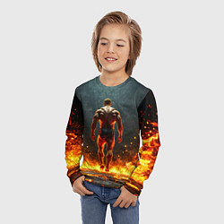 Лонгслив детский Бодибилдер в огне, цвет: 3D-принт — фото 2