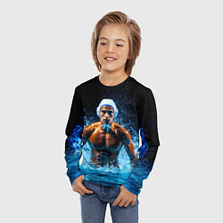 Лонгслив детский Ватерполист в синем пламени, цвет: 3D-принт — фото 2