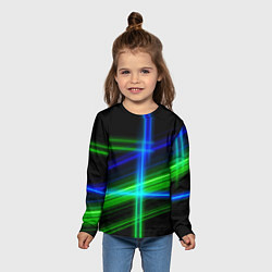Лонгслив детский Color blue black green, цвет: 3D-принт — фото 2
