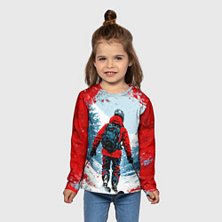 Лонгслив детский Красный лыжник, цвет: 3D-принт — фото 2