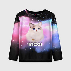Лонгслив детский Inzoi логотип и кошечка на облаке, цвет: 3D-принт
