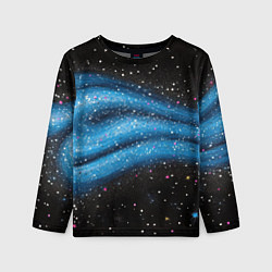 Детский лонгслив Синяя абстрактная текстура на черном