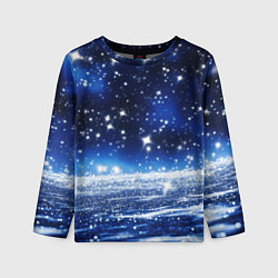 Лонгслив детский Космический синий абстрактный фон - текстура, цвет: 3D-принт