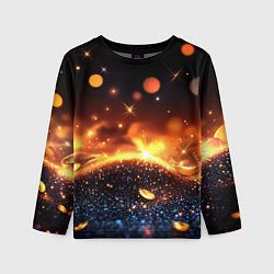 Детский лонгслив Оранжевое боке на черном