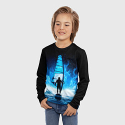 Лонгслив детский Виндсерфер в синем пламени, цвет: 3D-принт — фото 2