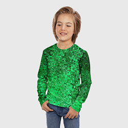 Лонгслив детский Зелёный малахит абстрактная текстура, цвет: 3D-принт — фото 2