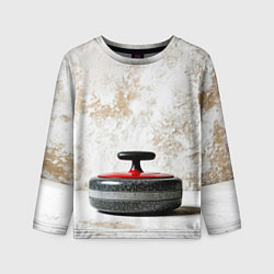 Лонгслив детский Камень для кёрлинга на белом, цвет: 3D-принт