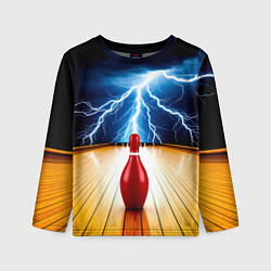 Лонгслив детский Кегля для боулинга и молния, цвет: 3D-принт