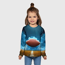 Лонгслив детский Мяч для американского футбола синий дым, цвет: 3D-принт — фото 2