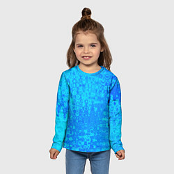 Лонгслив детский Голубой неоновый абстрактная текстура, цвет: 3D-принт — фото 2
