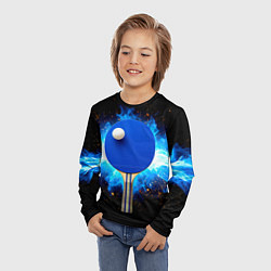 Лонгслив детский Синяя ракетка для пинг-понга, цвет: 3D-принт — фото 2