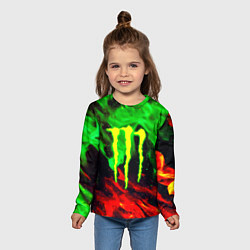 Лонгслив детский Monster energy огонь лого, цвет: 3D-принт — фото 2