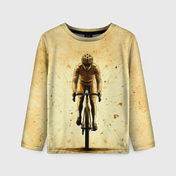 Лонгслив детский Трековый велосипедист на бежевом, цвет: 3D-принт