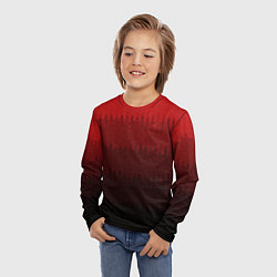 Лонгслив детский Градиент красный текстурные полосы, цвет: 3D-принт — фото 2