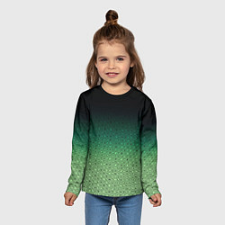 Лонгслив детский Чёрно-зелёный градиент с узором, цвет: 3D-принт — фото 2