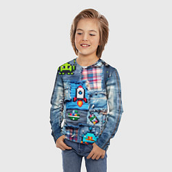 Лонгслив детский Пиксельная ракета, цвет: 3D-принт — фото 2