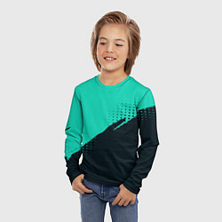 Лонгслив детский Color black light blue, цвет: 3D-принт — фото 2