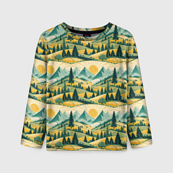 Лонгслив детский Горные пейзажи ретро стиль, цвет: 3D-принт