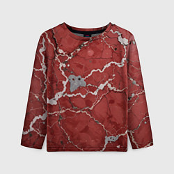 Лонгслив детский Красно-серый мрамор, цвет: 3D-принт