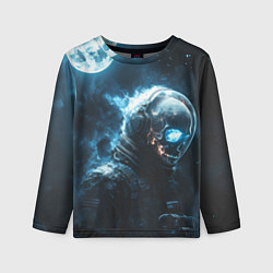 Лонгслив детский Скелет космонавта и полнолуние, цвет: 3D-принт