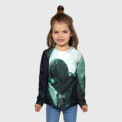 Лонгслив детский Скелет космонавта перед планетой, цвет: 3D-принт — фото 2