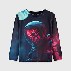 Лонгслив детский Хоррор скелет в космосе, цвет: 3D-принт