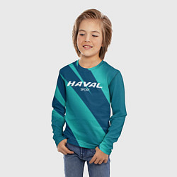 Лонгслив детский Haval sport сине-голубой, цвет: 3D-принт — фото 2
