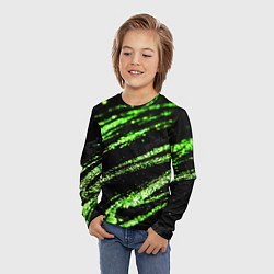 Лонгслив детский Зеленые блестки на черном, цвет: 3D-принт — фото 2