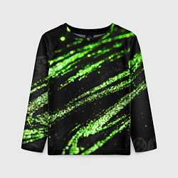 Детский лонгслив Зеленые блестки на черном